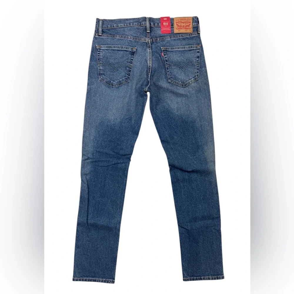 Levis 511 Slim Fit Jeans 32x34 Medium Wash Distressed Repaired Stretch Denim NWT